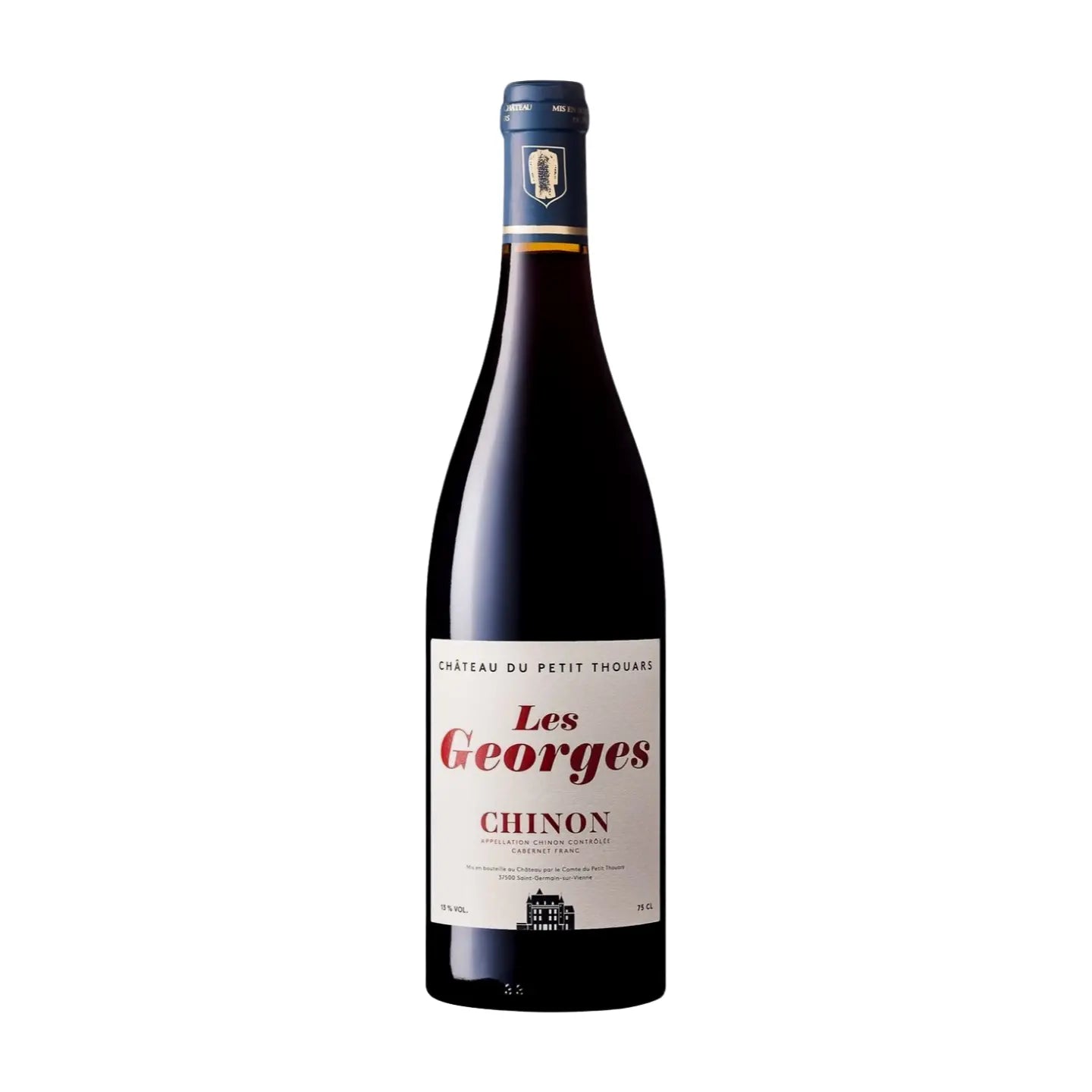 Cabernet Franc Les Georges vom Château du Petit Thouars freigestellt mit weissem Hintergrund.
