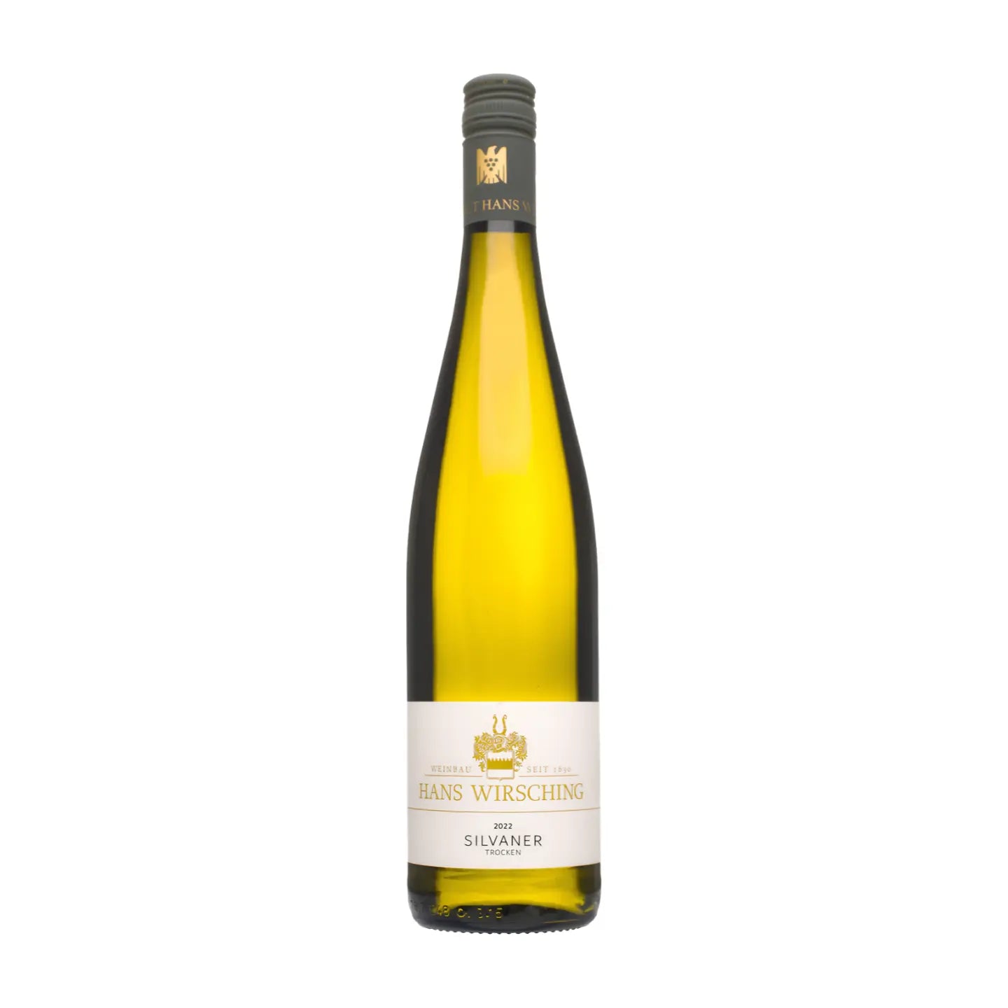 Silvaner VDP.Gutswein vom Weingut Hans Wirsching freigestellt mit weissem Hintergrund.