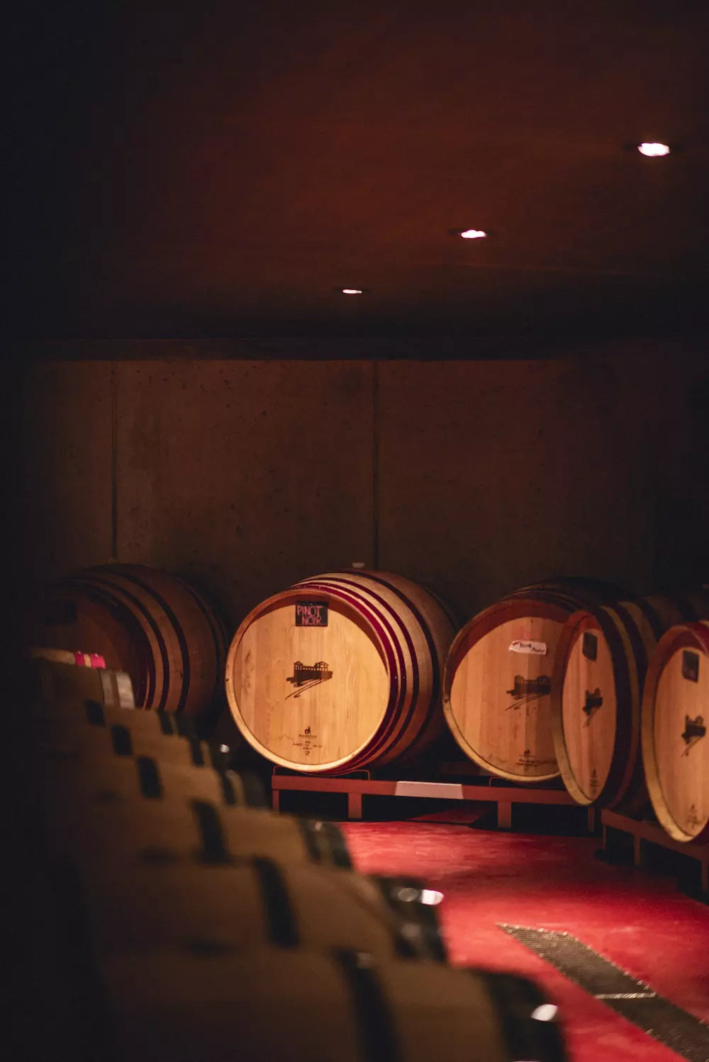 Barriques im Keller von Albert Mathier et Fils in Salgesch im Wallis.