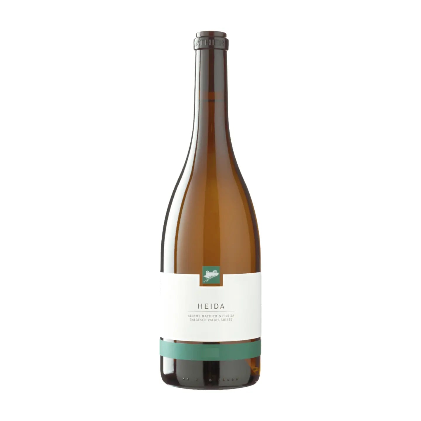 Flasche HEida von Albert Mathier freigestellt mit weissem Hintergrund.