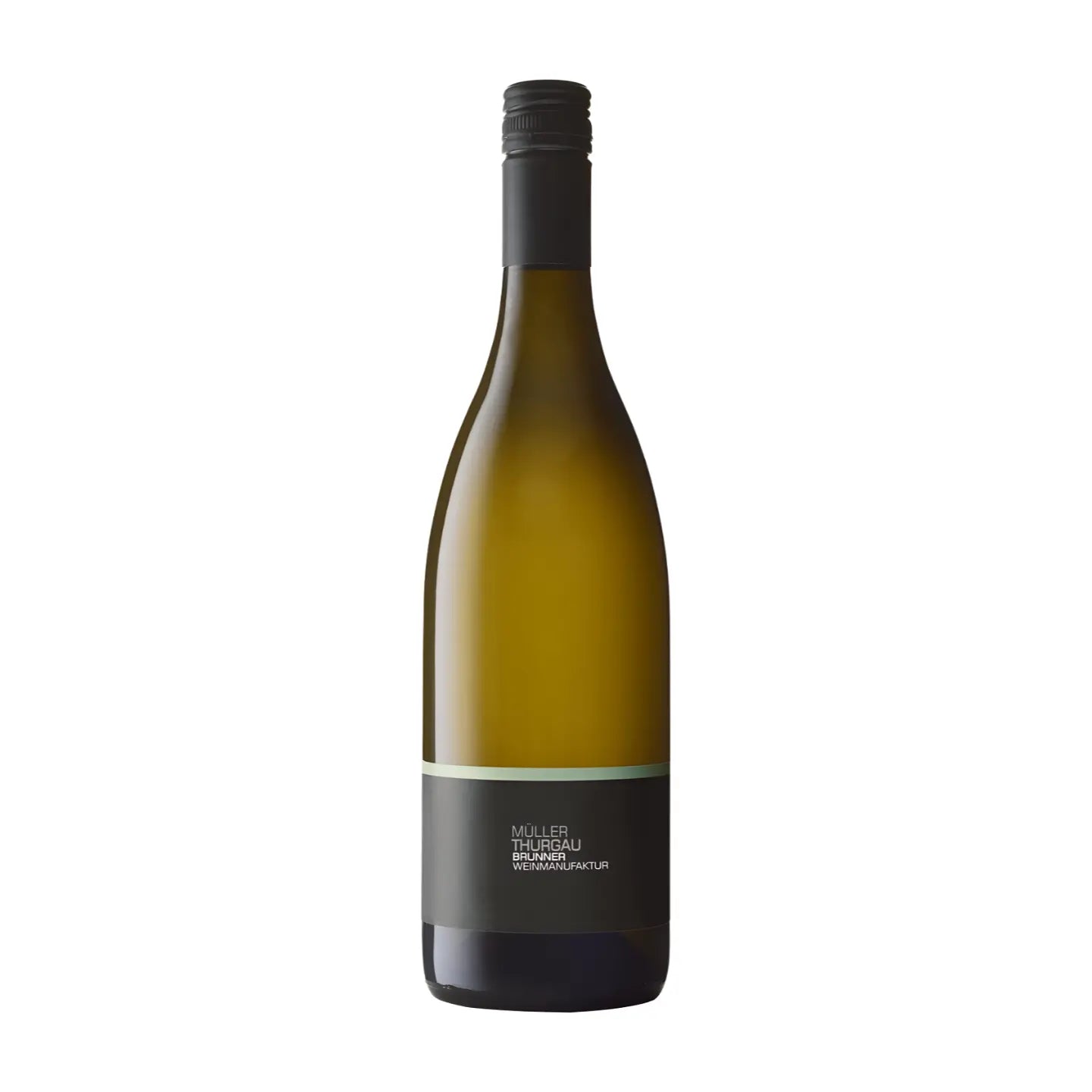 Müller-Thurgau von der Brunner Weinmanufaktur freigestellt vor weissem Hintergrund.