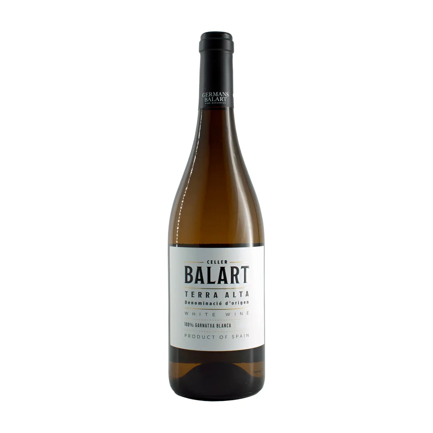 Celler Balart Blanc Granatxa Blanca vom Celler Balart freigestellt mit weissem Hintergrund.