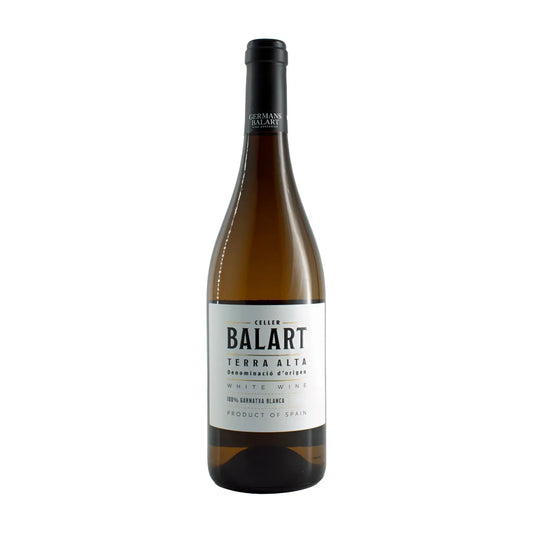 Celler Balart Blanc Granatxa Blanca vom Celler Balart freigestellt mit weissem Hintergrund.