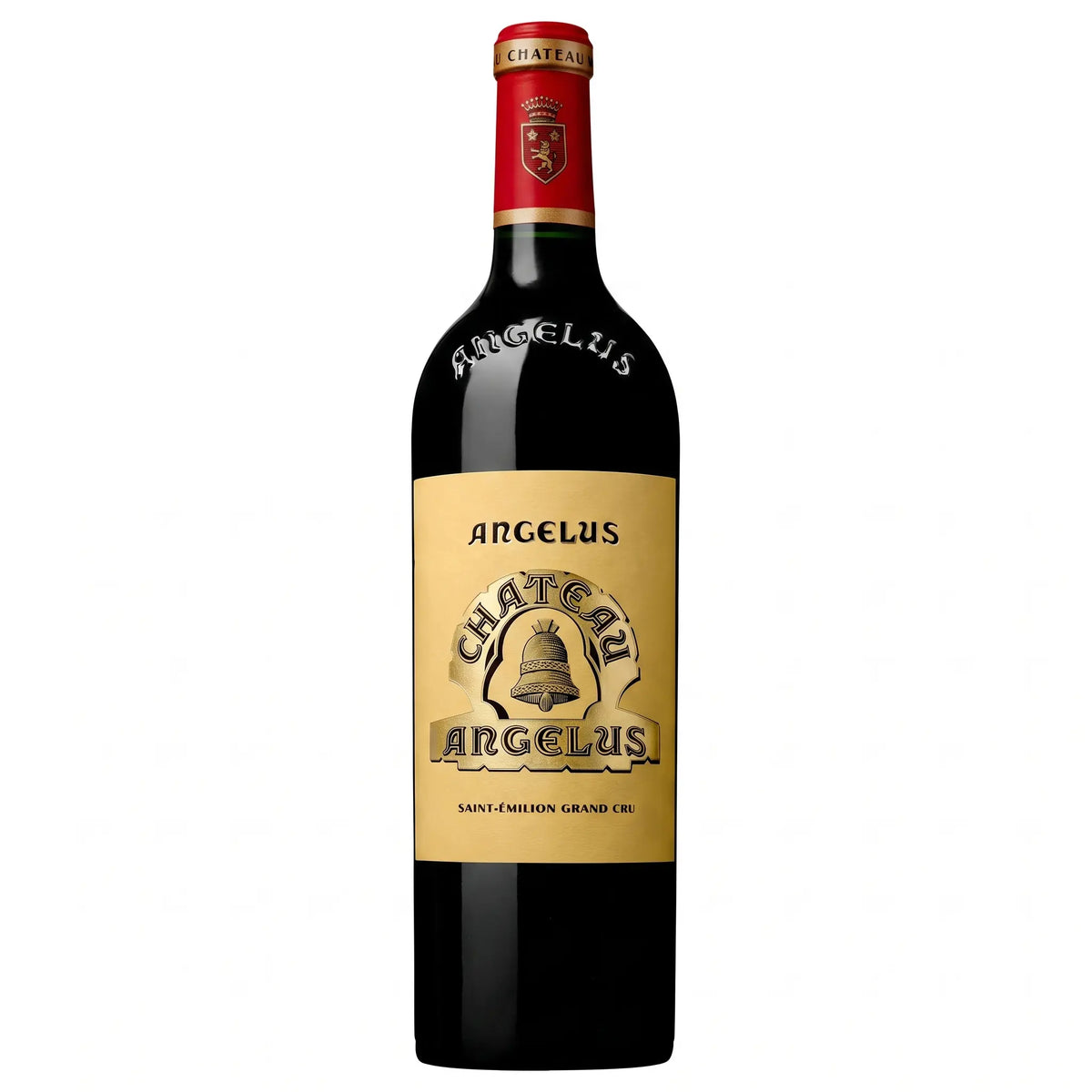 Flaschenbild vom Château Angelus Saint-Émilion Grand Cru freigestellt mit weissem Hintergrund.