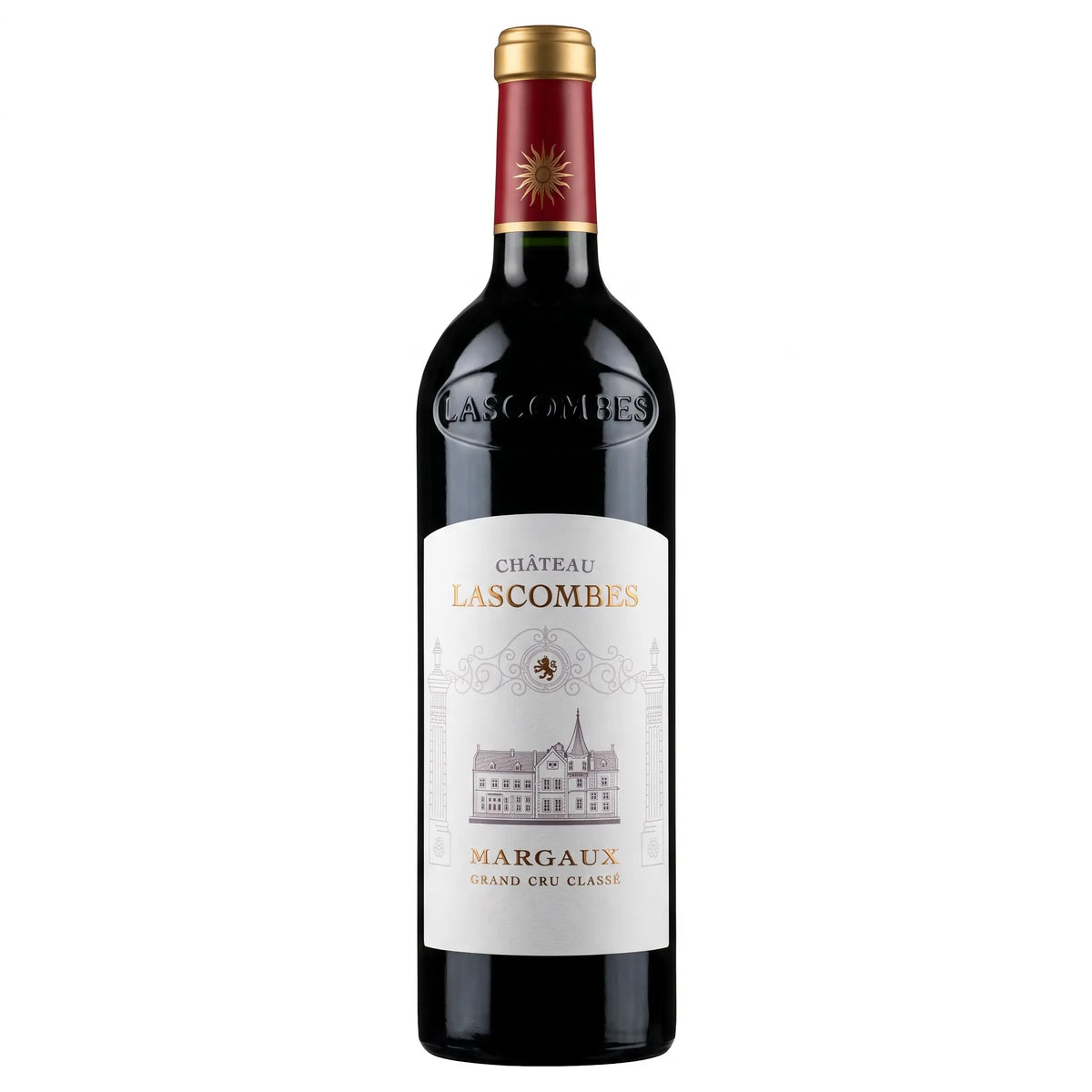 Château Lascombes Grand Cru Classé freigestellt mit weissem Hintergrund.