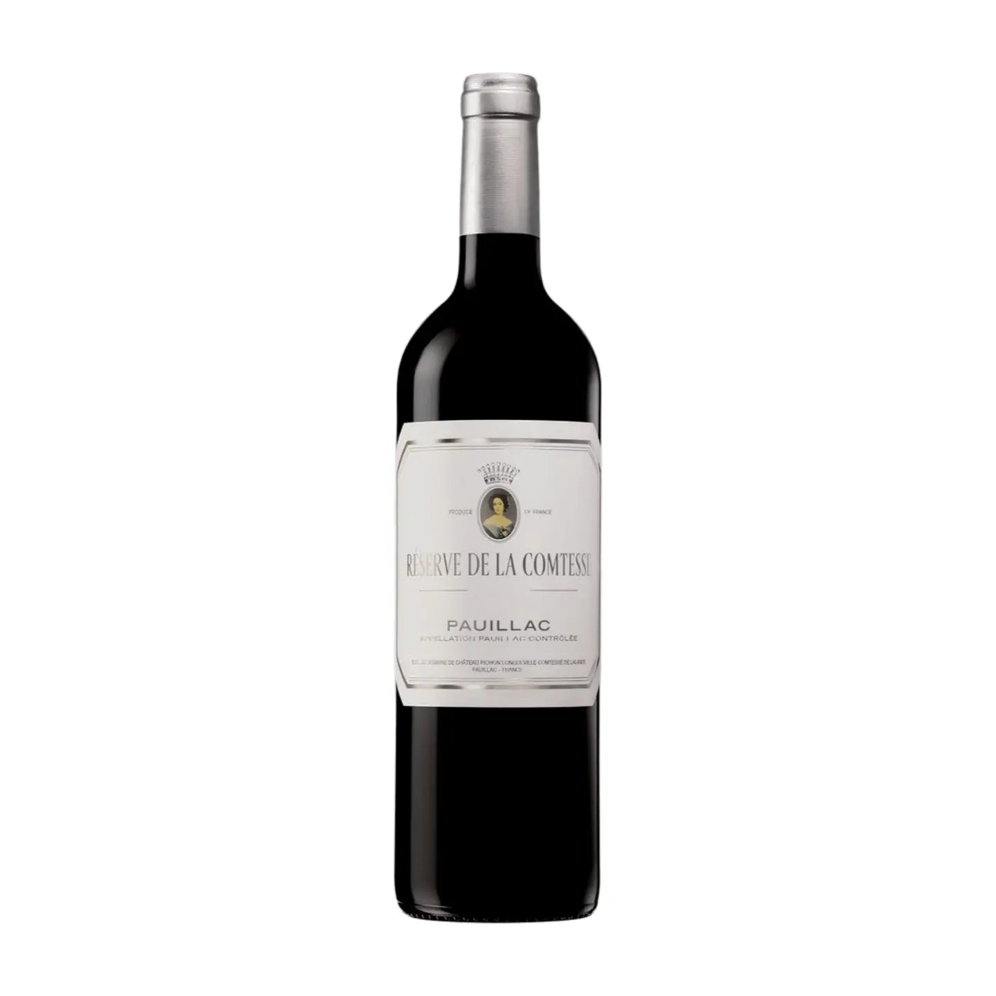Réserve de la Comtesse vom Château Pichon Longueville freigestellt mit weissem Hintergrund.
