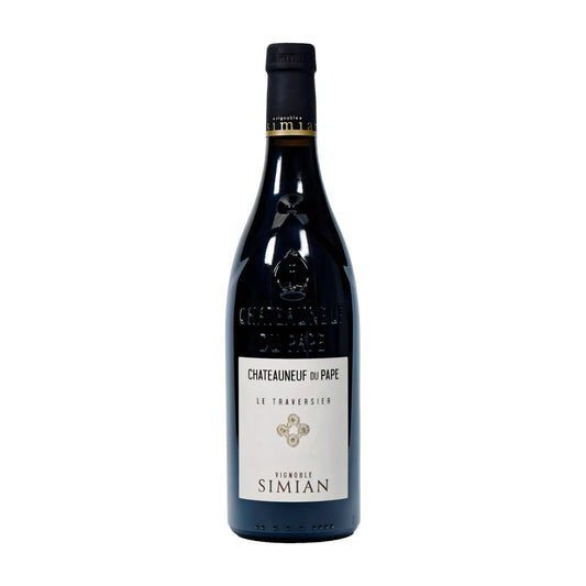 Châteauneuf du Pape Le Traversier vom Château Simian freigestellt mit weissem Hintergrund.
