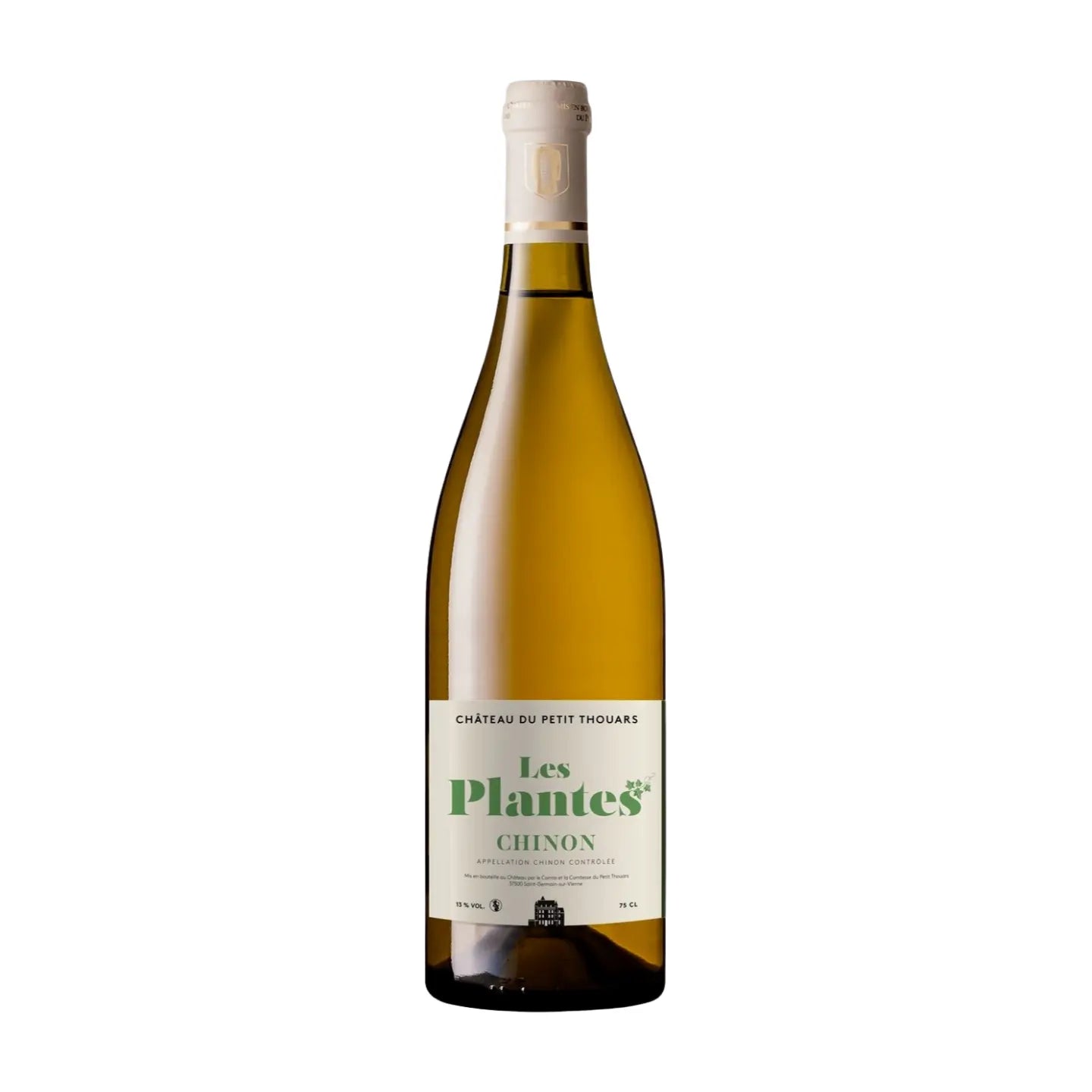 Chenin Blanc Les Plantes vom Château du Petit Thouars freigestellt mit weissem Hintergrund.