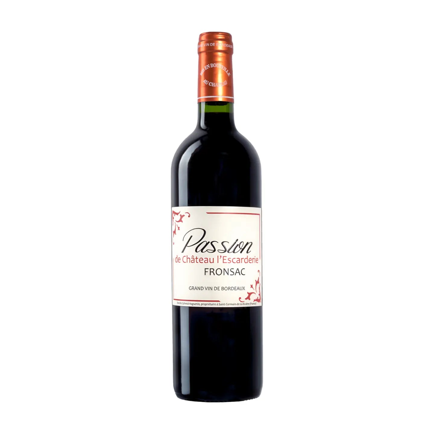 Passion de Château l'Escarderie freigestellt vor weissem Hintergrund.