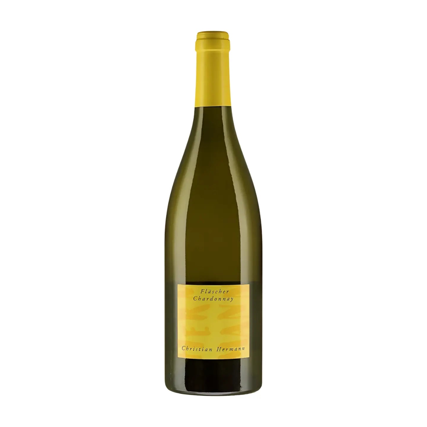 Fläscher Chardonnay von Christian Hermann freigestellt mit weissem Hintergrund.