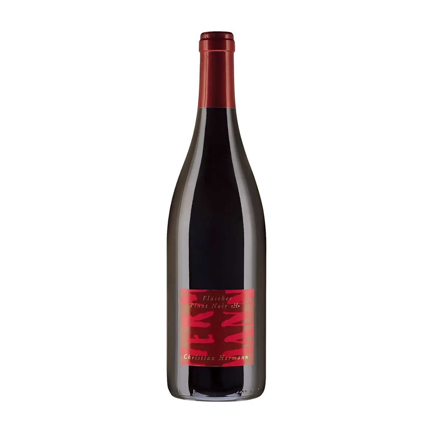 Fläscher Pinot Noir H von Christian Hermann freigestellt mit weissem Hintergrund.