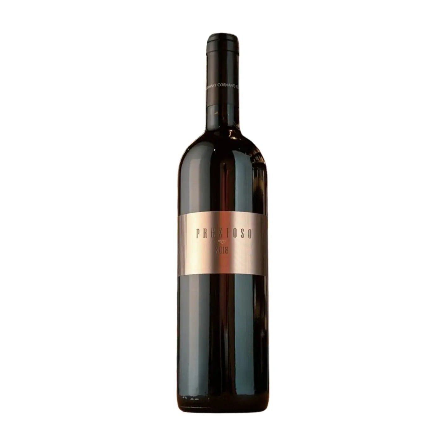 Flasche Prezioso Rosso del Ticino von Cormano Vini freigetellt vor weissem Hintergrund.