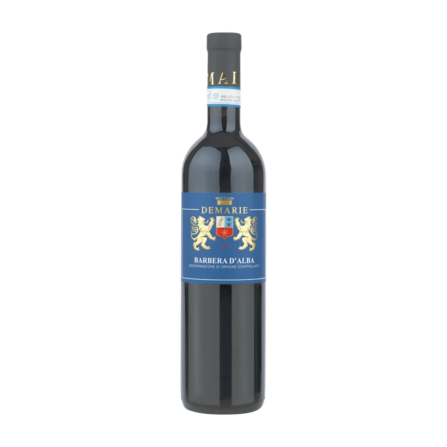 Barbera d'Alba von Demarie freigestellt vor weissem Hintergrund.