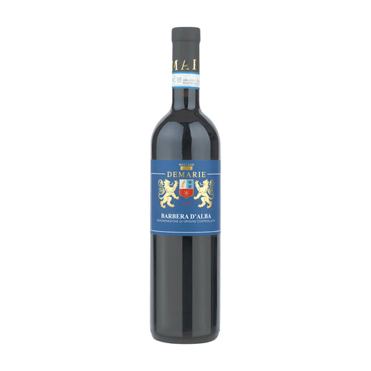 Barbera d'Alba von Demarie freigestellt vor weissem Hintergrund.