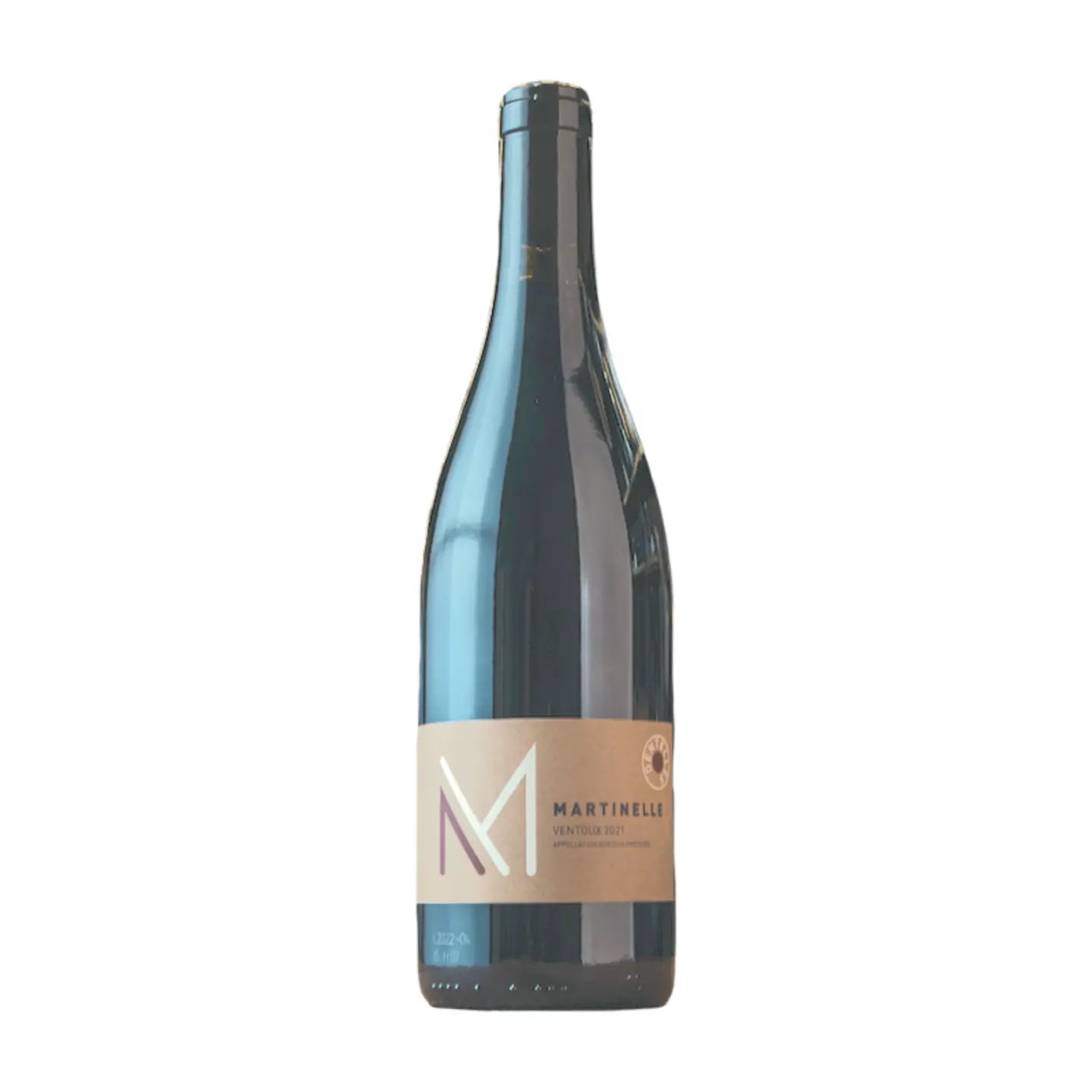 Ventoux Dentelles von der Domaine Martinelle freigestellt mit weissem Hintergrund.