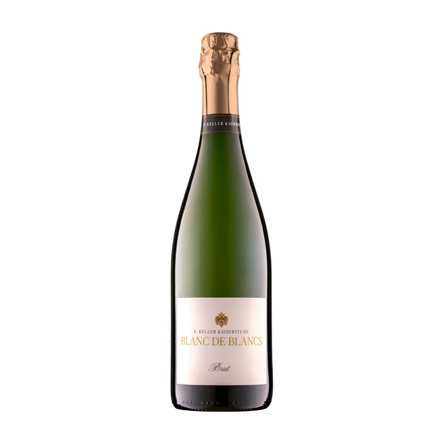 Blanc de Blancs Brut vom Weingut Franz Keller Schwarzer Adler freigestellt mit weissem Hintergrund.