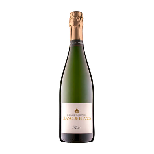 Blanc de Blancs Brut vom Weingut Franz Keller Schwarzer Adler freigestellt mit weissem Hintergrund.