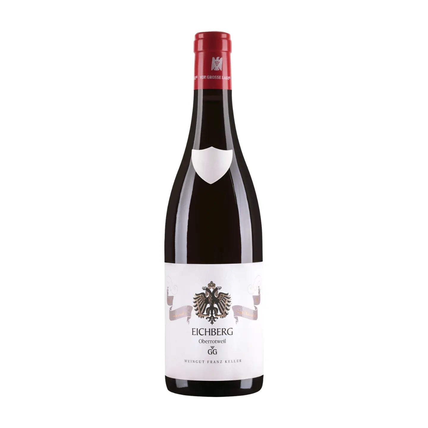 Eichberg Spätburgunder VDP.GG vom Weingut Franz Keller Schwarzer Adler freigestellt mit weissem Hintergrund.