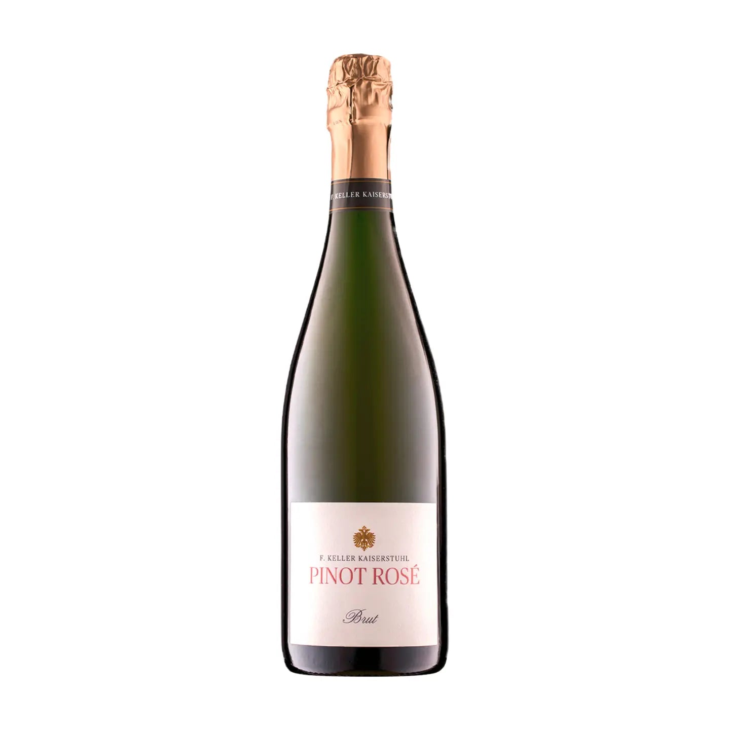 Pinot Rosé Brut vom Weingut Franz Keller Schwarzer Adler reigestellt mit weissem Hintergrund.