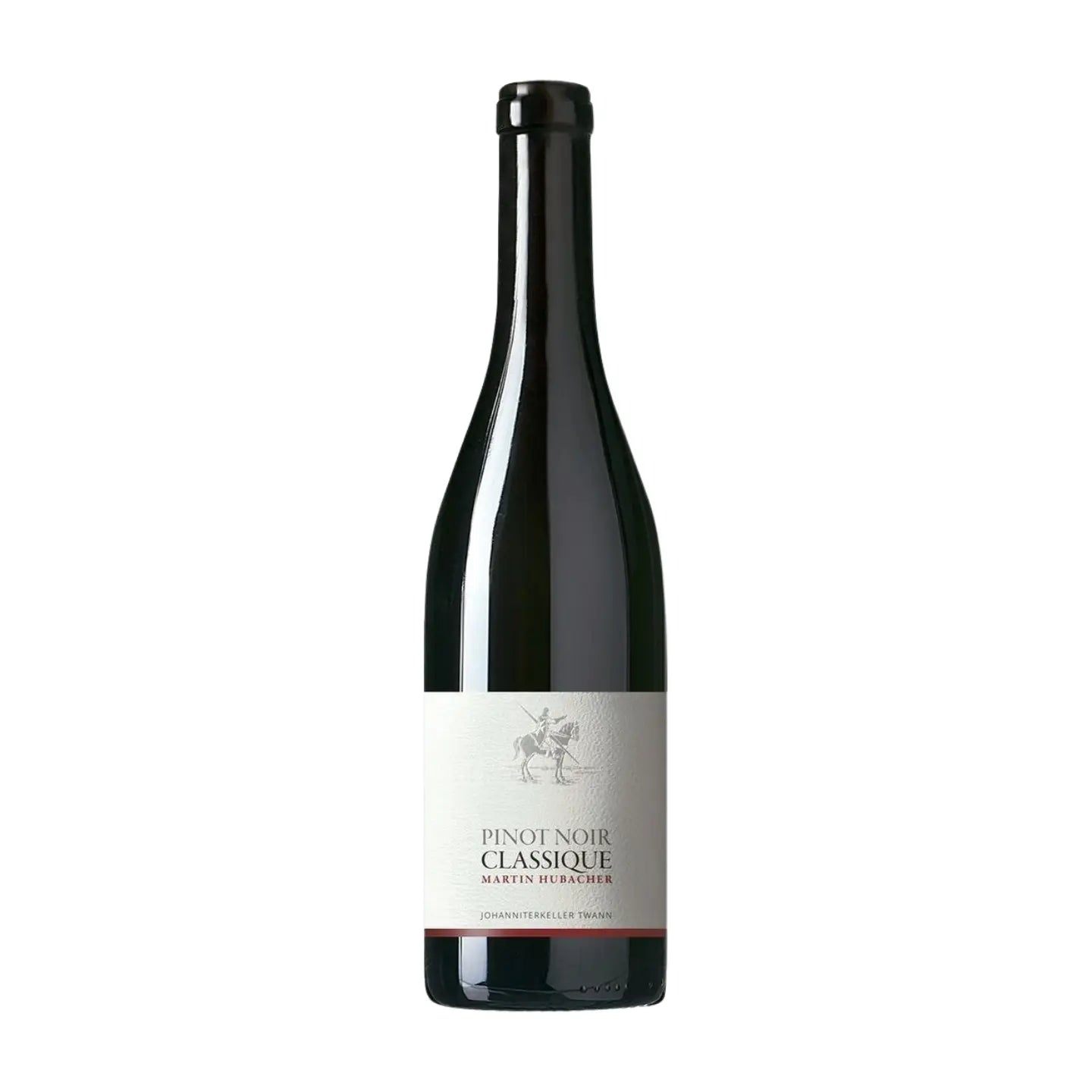 Pinot Noir Classique vom Johanniterkeller Martin Hubacher freigestellt mit weissem Hintergrund.