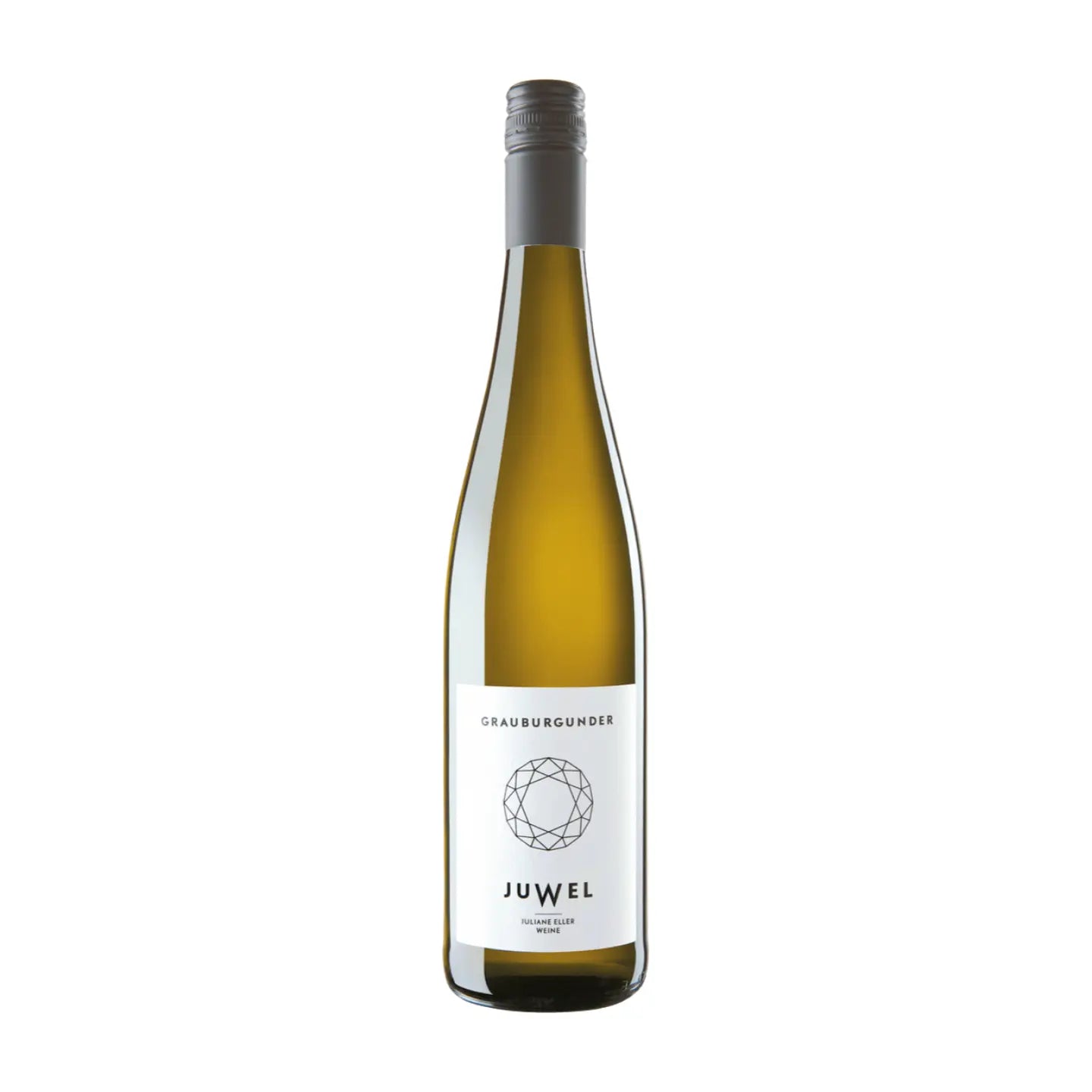 Flasche Juwel Grauburgunder vor weissem Hintergrund