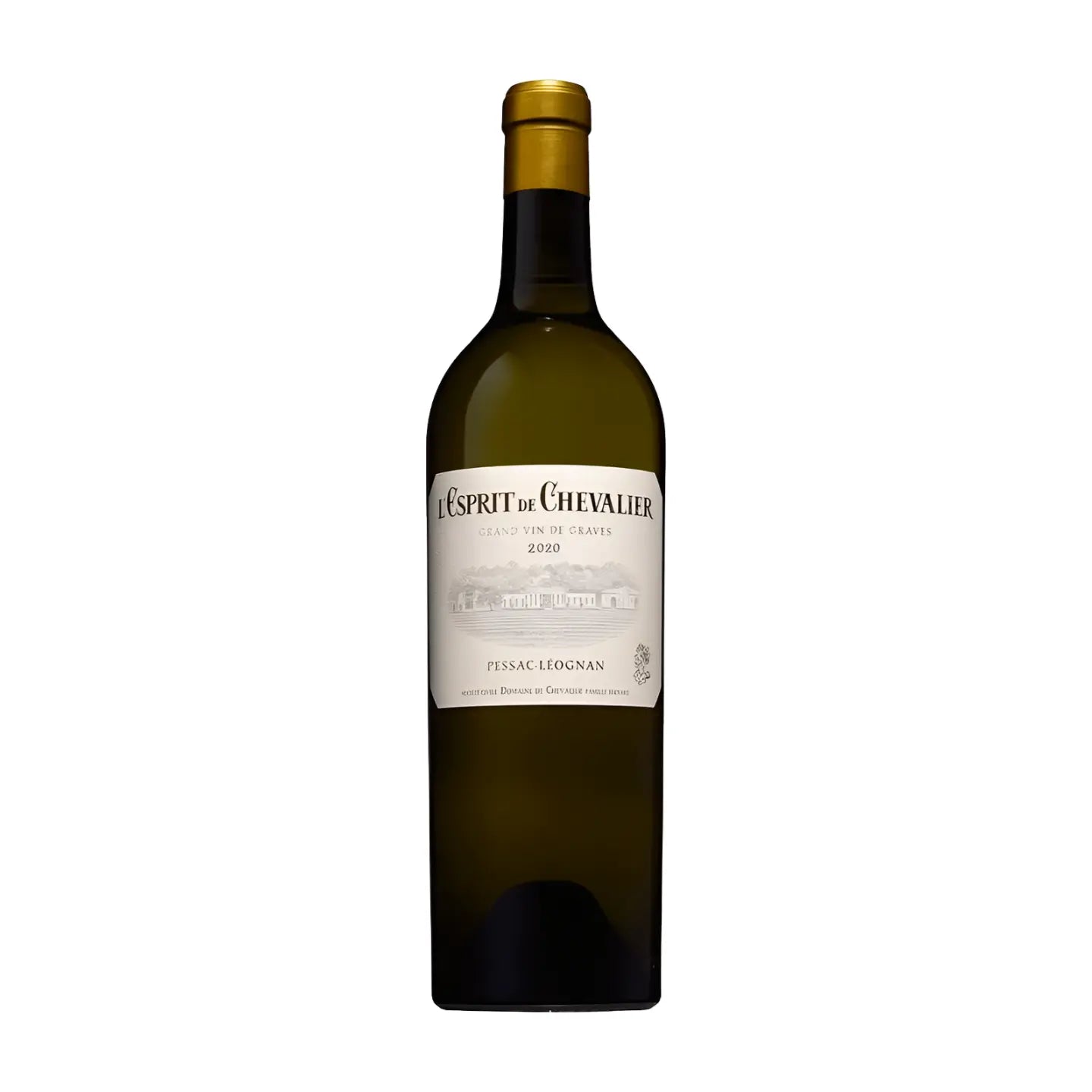L'Esprit de Chevalier Blanc von der Domaine de Chevalier freigestellt mit weissem Hintergrund