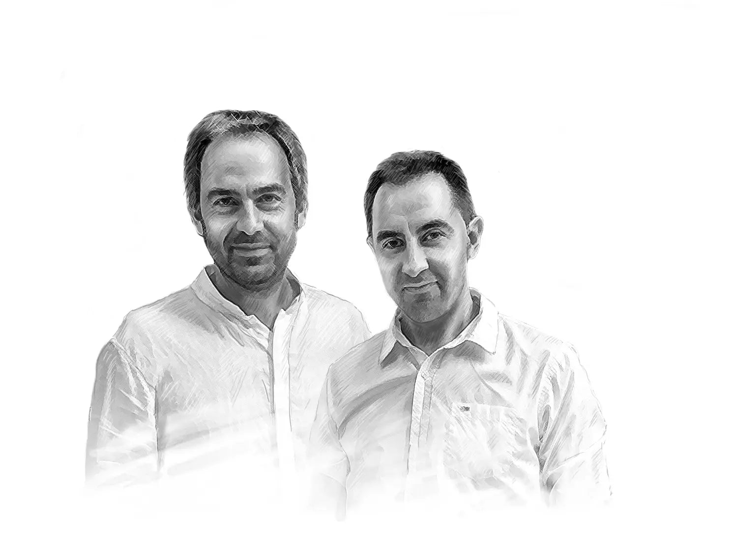 Gezeichnetes und grafisch bearbeites Portrait von Marc und Llouis Balart von Celler Balart.