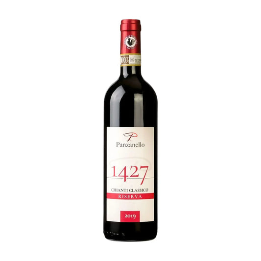 Chianti Classico Riserva von Panzanello freigestellt vor weissem Hintergrund.