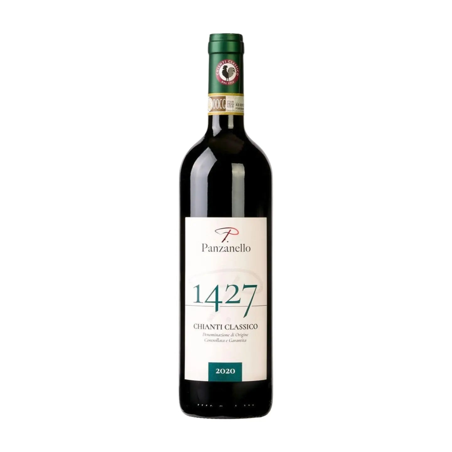 Chianti Classico von Panzanello freigestellt vor weissem Hintergrund.