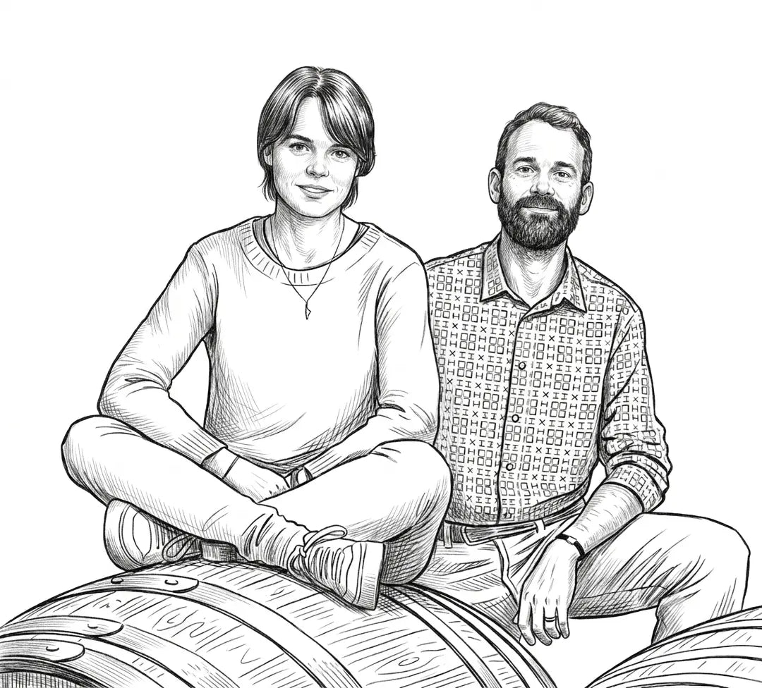 Handgezeichnetes Portrait von Florian und Marion Serguier.