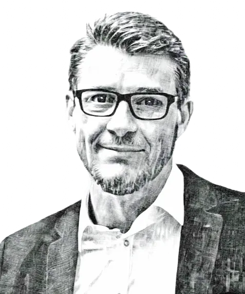 Handgezeichnetes Portrait von Heiko Bamberger vom Bamberger Wein- & Sektgut an der Nahe.