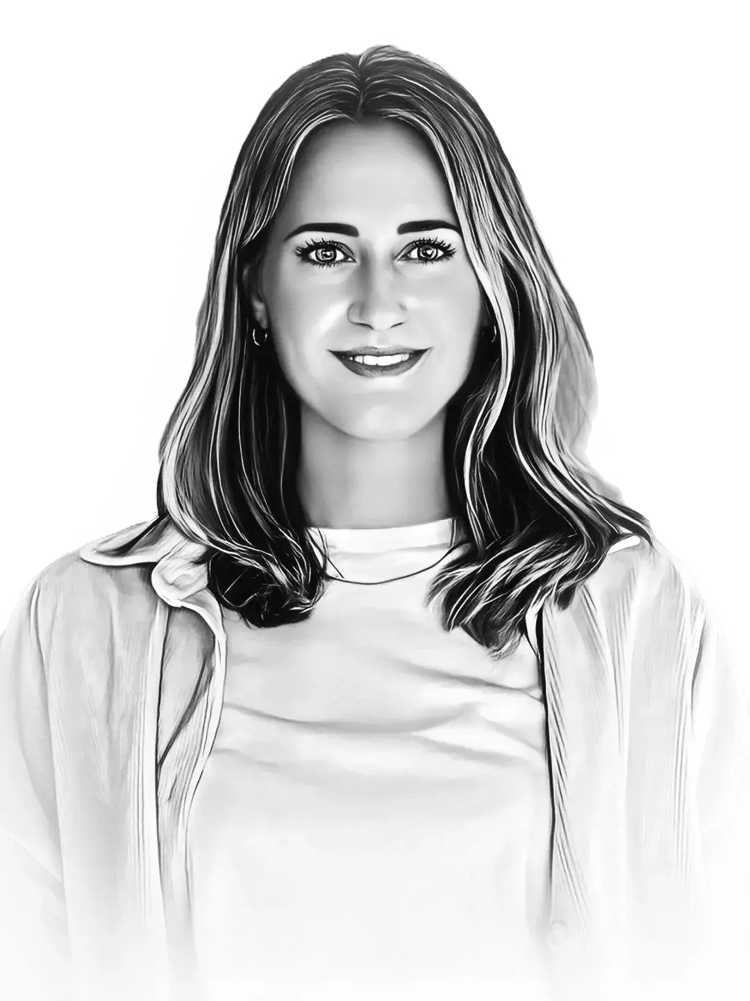 Handgezeichnetes Portrait von Julia Seyffardt vom Weingut Diefenhardt.