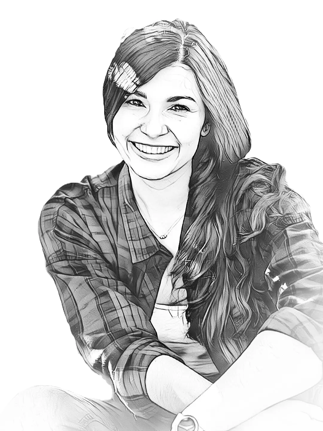 Handgezeichnetes Portrait von Laura Seufert vom Weingut Laura Seufert.