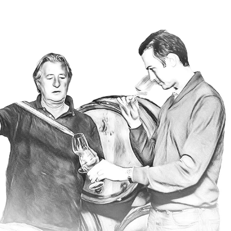 Portrait von Marc und Pierre-Henri Rougeot von Hand gezeichnet.