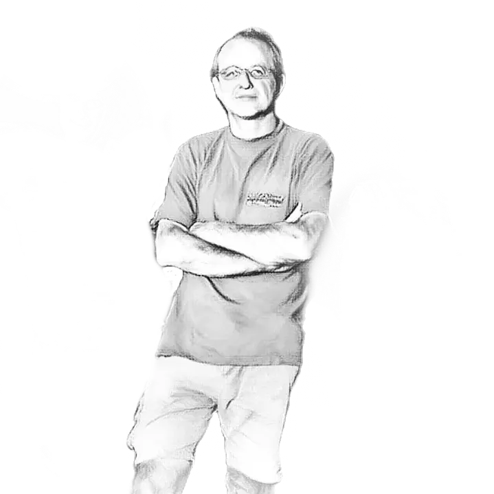 Handgezeichnetes Portrait von Thierry Faravel der Domaine La Bouissière.