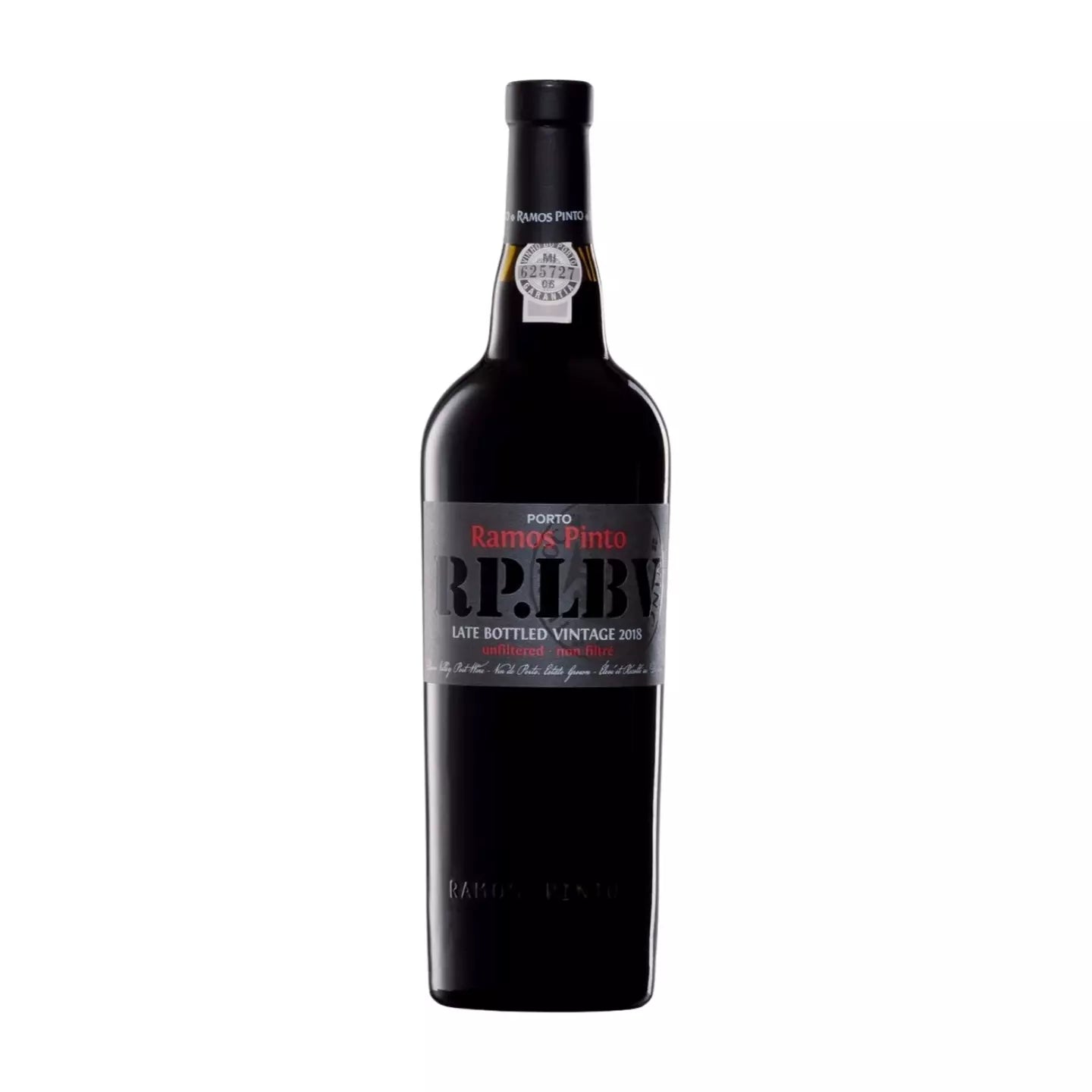 Porto Late Bottled Vintage LBV von Ramos Pinto freigestellt mit weissem Hintergrund.
