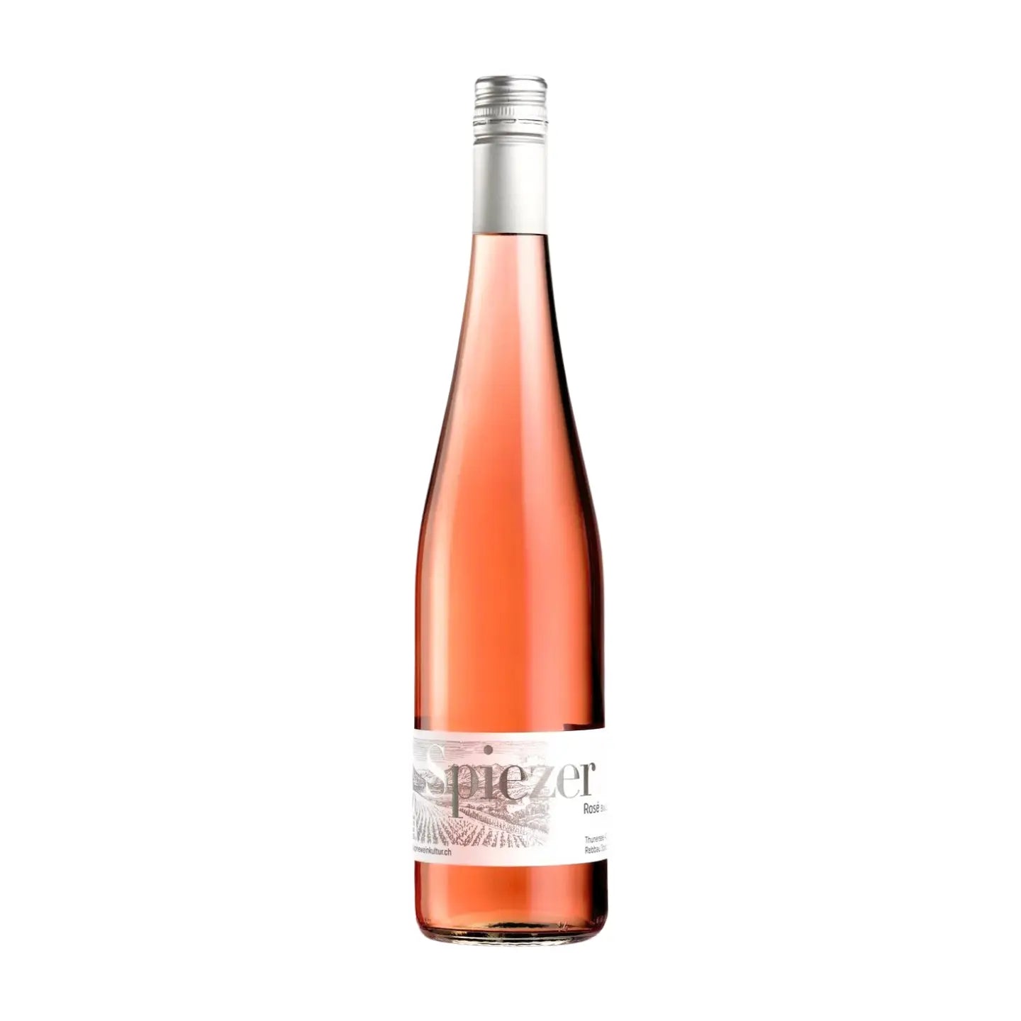 Spiezer Rosé von Alpine Weinkultur Spiez freigestellt mit weissem Hintergrund.