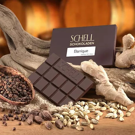Poduktbild der Schokolade Barrique von der Manufaktur Schell Schokoladen.