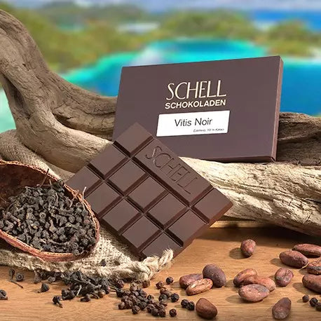 Poduktbild der Schokolade Vitis Noir von der Manufaktur Schell Schokoladen.