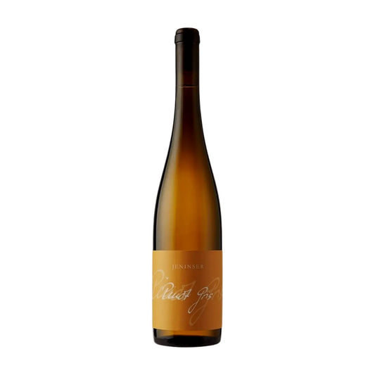 Jeninser Pinot Gris von Weinbau von Tscharner freigestellt mit weissem Hintergrund.