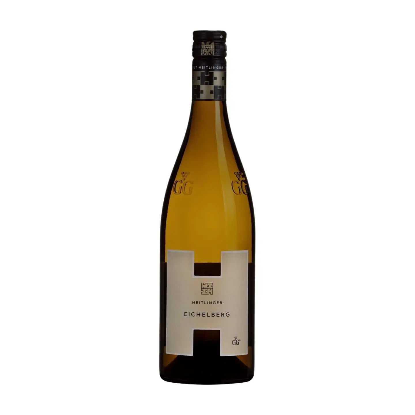 Eichelberg Pinot Blanc VDP.GG vom Weingut Heitlinger freigestellt mit weissem Hintergrund.