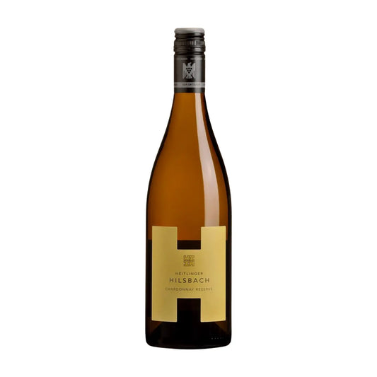 Chardonnay Reserve vom Weingut Heitlinger freigestellt mit weissem Hintergrund.