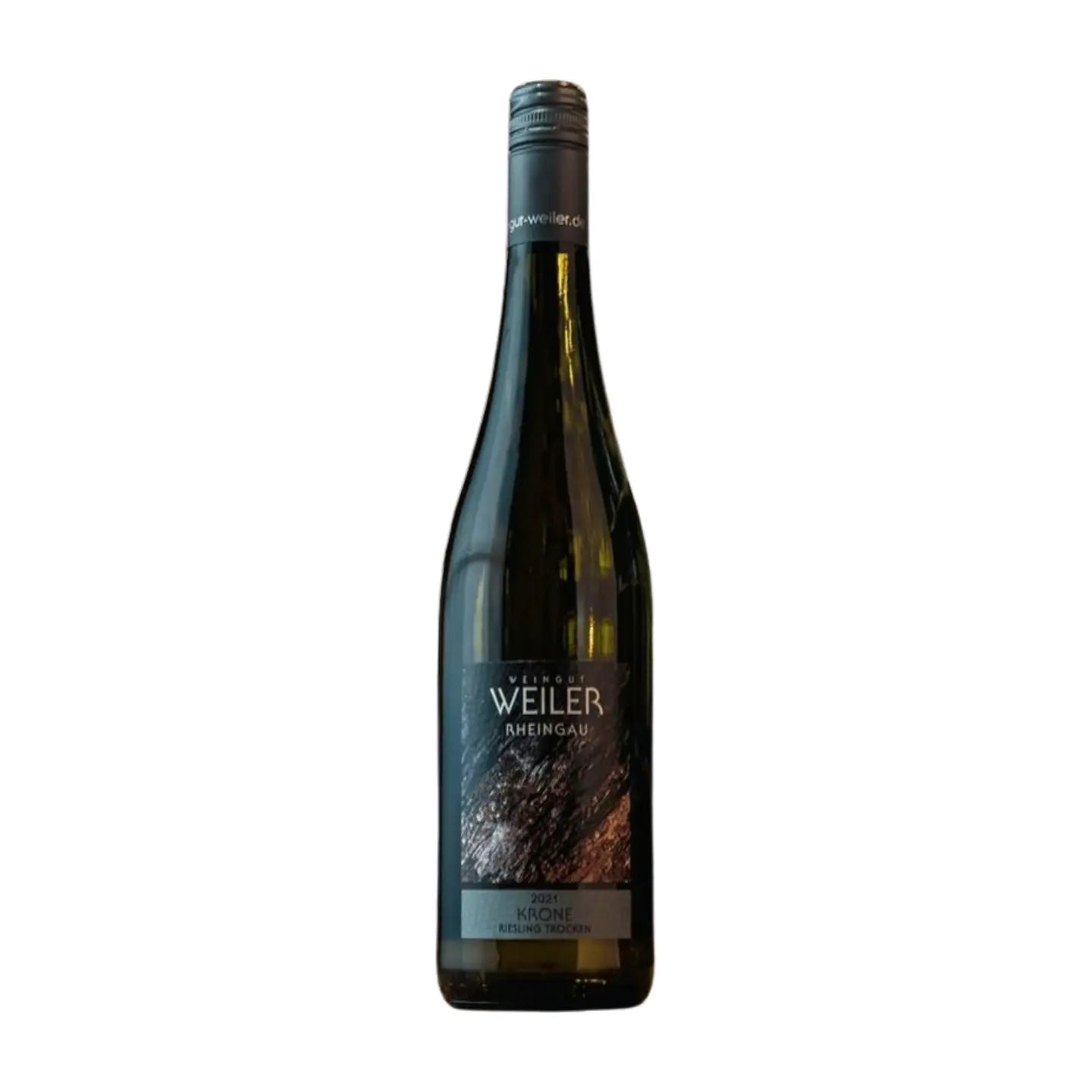 Lorcher Krone Riesling vom Weingut Weiler freigestellt vor weissem Hintergrund.