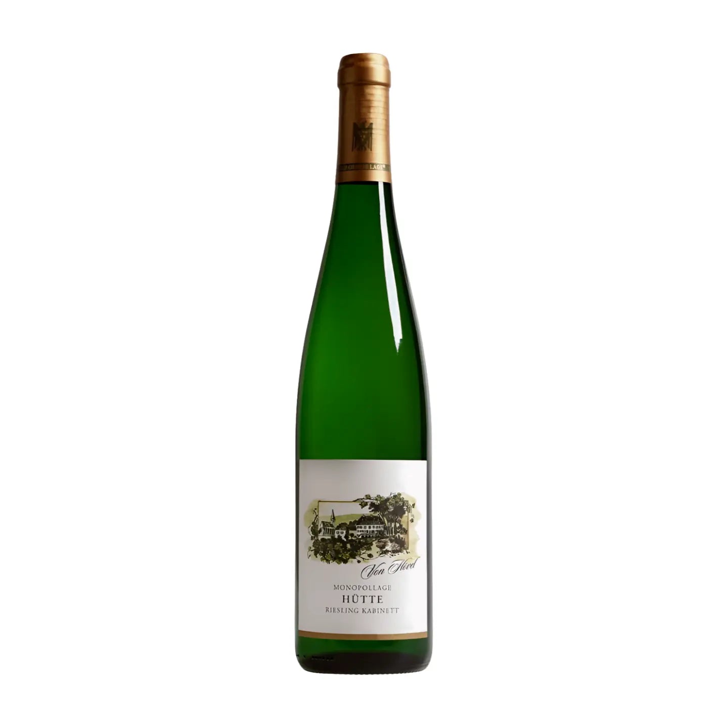 Oberemmeler Hütte Riesling Kabinett freigestellt mit weissem Hintergrund.