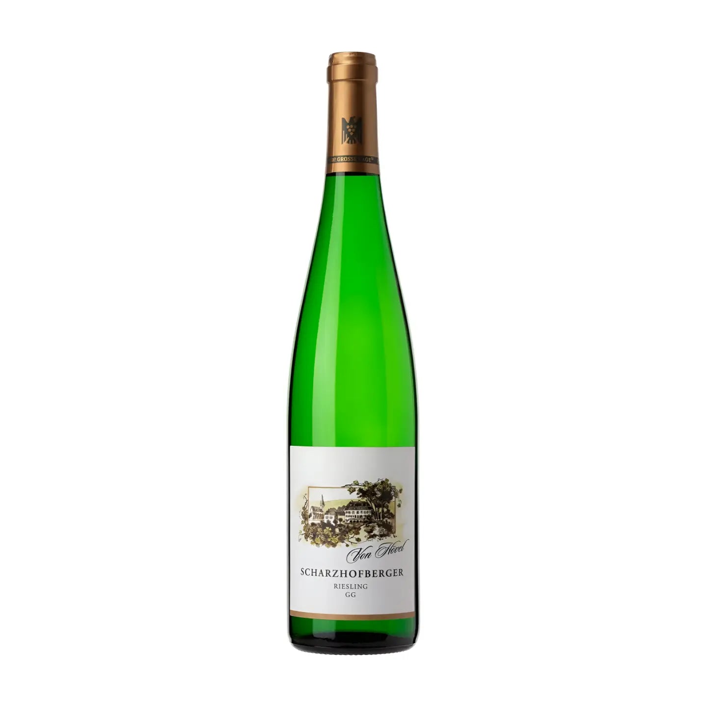 Scharzhofberg Riesling VDP.Grosses Gewächs vom Weingut von Hövel freigestellt vor weissem Hintergrund.
